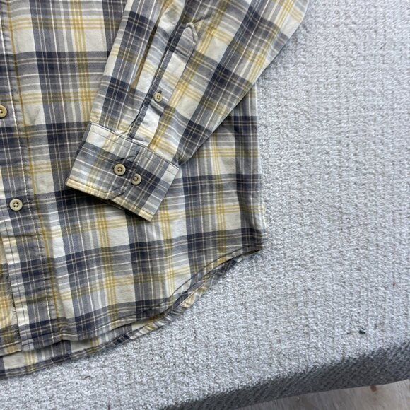 Timberland Button Down Shirt Men Sz M Yellow Plaid Long Sleeve Pockets Workwear* - Picture 7 of 13